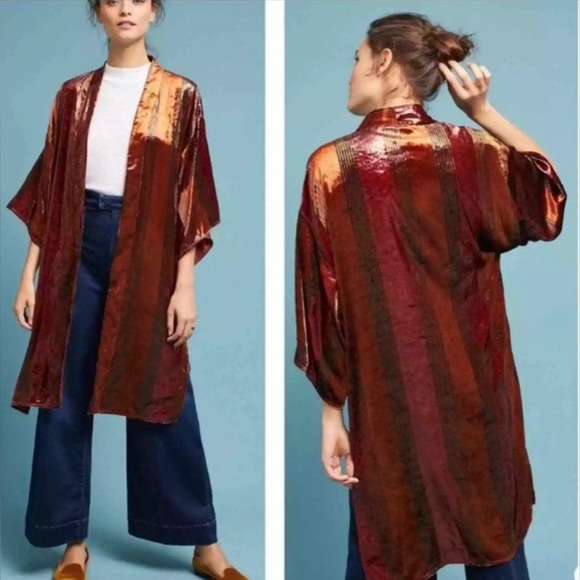 Anthropologie Ett:twa Shiny Thread Open Front Kimono Cardigan Size XS/S A534 - Picture 1 of 6